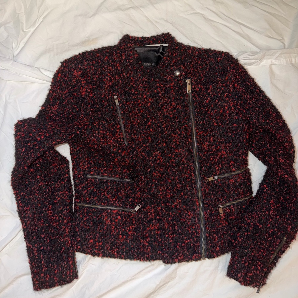 Banana Republic Black and Red Teddy Jacket